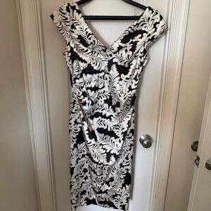 Maggy London Black and White Floral Dress